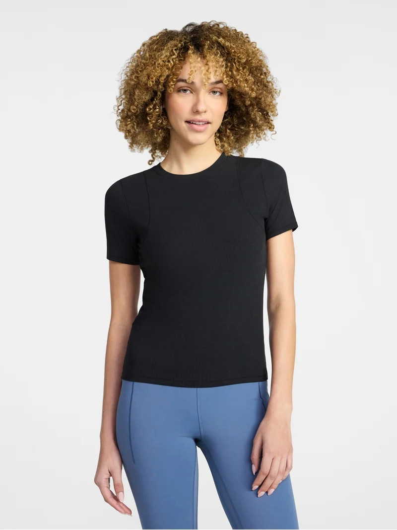 Avia Women's Ribbed T-Shirt with Short Sleeves, Sizes XS-XXXL | Walmart (US)