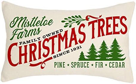 4TH Emotion Christmas Tree Farm Throw Pillow Cover Farmhouse Red Green Cushion Case for Sofa Couc... | Amazon (US)