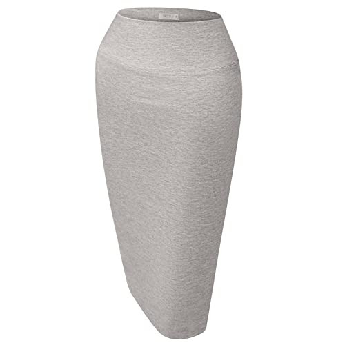 Reg and Plus Size Pencil Skirts for Women Below The Knee. Work,Weekends,Date Nights,Sexy Office Business Bodycon Skirts (Size XX-Large, Heather Gray) | Amazon (US)