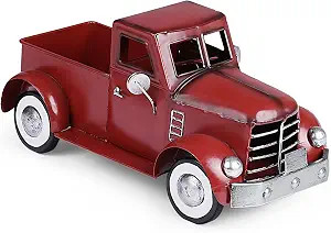 Amazon.com: Red Truck Christmas Decor, Vintage Metal Car Trucks Decorations for Indoor and Outdoo... | Amazon (US)