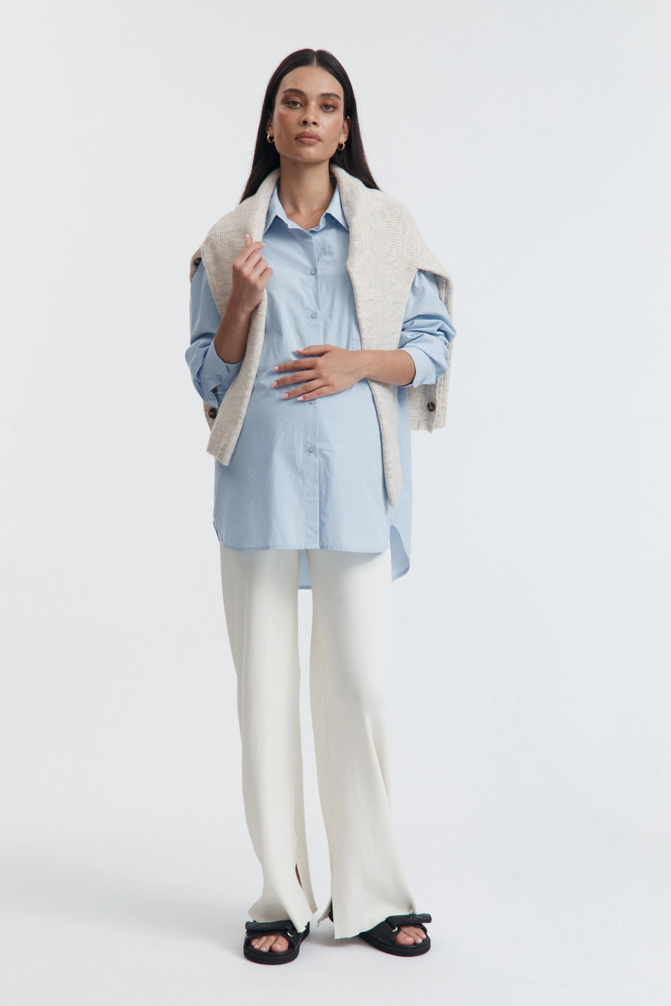 Cotton Poplin Shirt (Soft Blue) | Legoe Heritage Maternity APAC