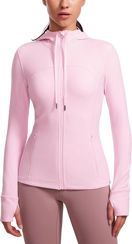 CRZ YOGA Butterluxe Womens Hooded Workout Jacket - Zip Up Athletic Running Jacket with Back Mesh ... | Amazon (US)