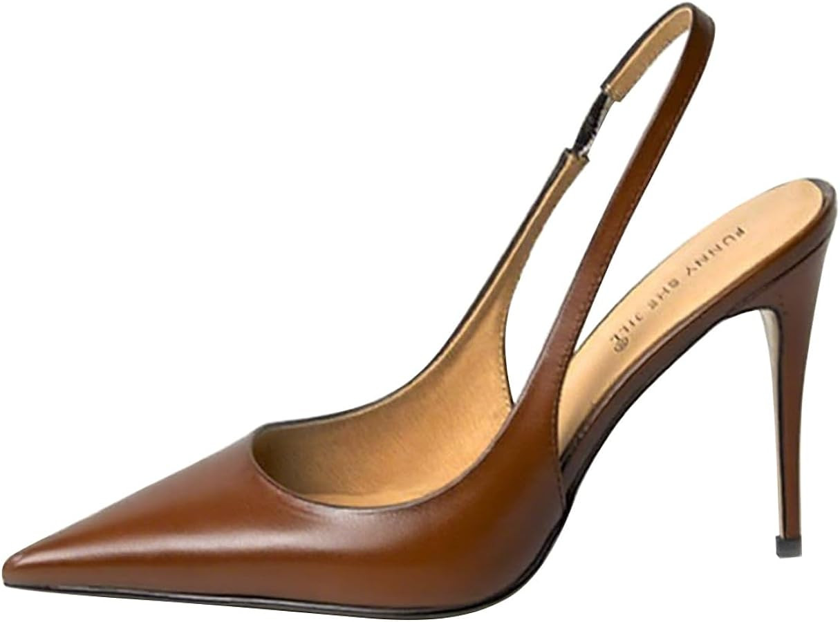 FSJ Women's Pointed Toe Stiletto Pumps Chic Slingback High Heels Slip on Ladies Party Office Dres... | Amazon (US)