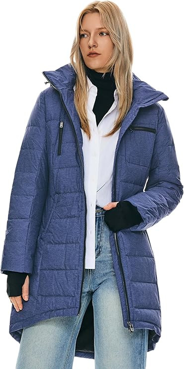 Orolay Women's Winter Down Jacket Long Quilted Puffer Coat Warm Hooded Slim Fit Outerwear | Amazon (US)