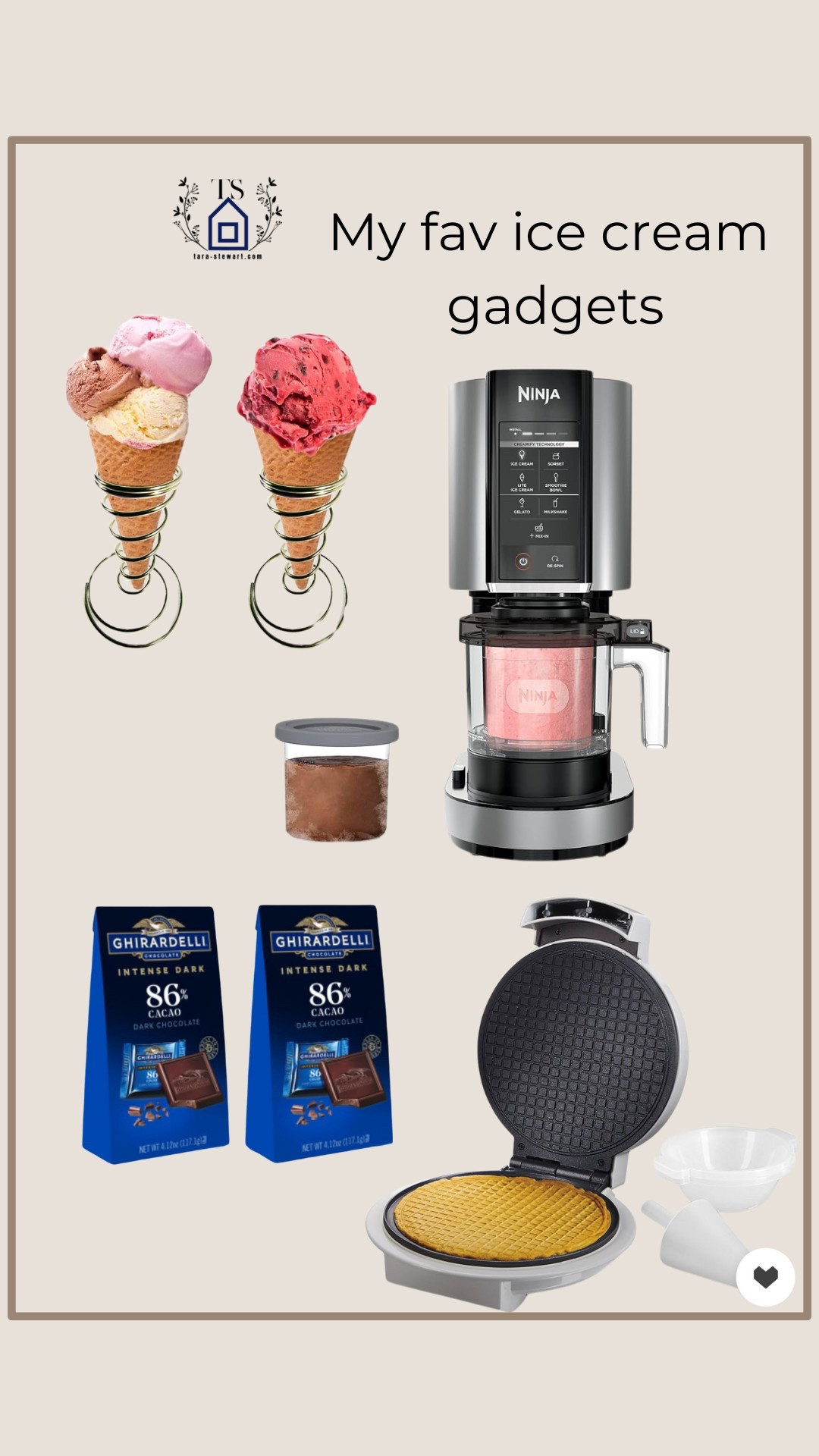Make your own ice cream cones! It is so fun and you can control  
what the ingredients are in them. It also makes waffle bowls. Ninja Creami is used every single night in our home. You can be as indulgent as you like or make fruit sorbets for a lighter, healthier version  

#LTKHome #LTKfoodie