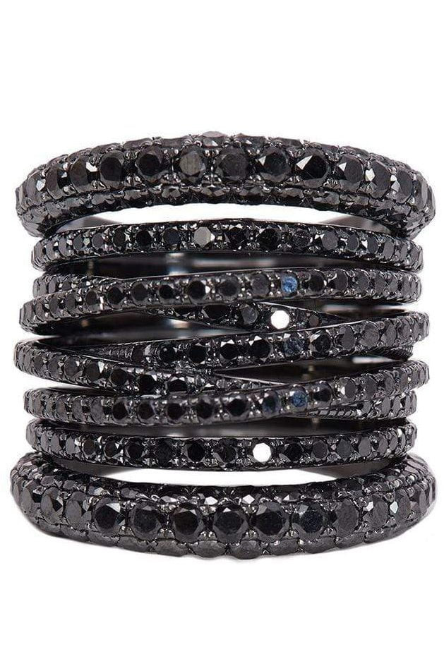 Tall Black Diamond Scribble Ring | Marissa Collections