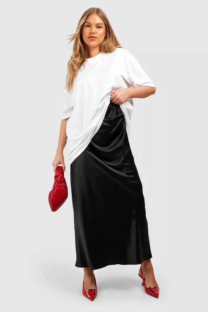 Plus Satin Slip Maxi Skirt | boohoo (US & Canada)