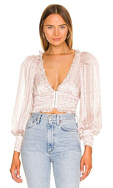 For Love & Lemons Natalie Crop Top in Ivory from Revolve.com | Revolve Clothing (Global)