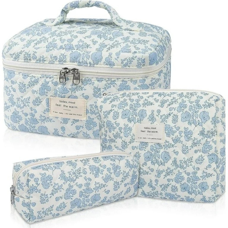 3 pieces quilted make up bag and essential travel case

#LTKOver40 #LTKmorningroutine #LTKTravel