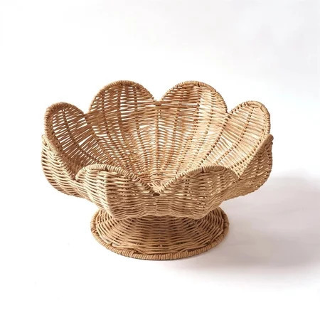 Easter Woven Rattan Egg Bowl, Scalloped Edge Rattan Storage Basket, Festive Easter Egg Holder for Tabletop, Versatile Woven Basket for Spring Holiday Home Decor & Small Item Storage | Walmart (US)