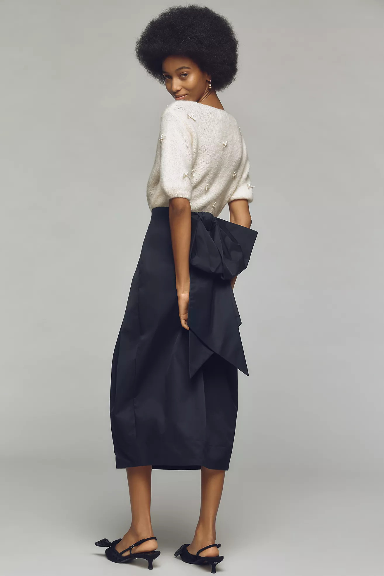 Maeve Sculpted Bow Midi Skirt | Anthropologie (US)