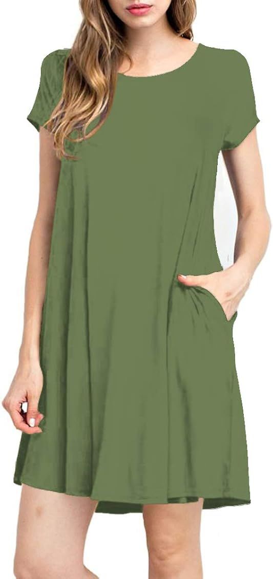 TINYHI Women's Swing Loose T-Shirt Fit Comfy Casual Flowy Cute Swing Tunic Dress | Amazon (US)