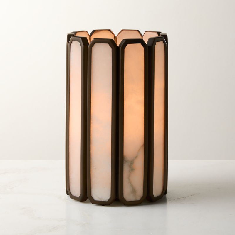 Aldron Small Bronze Alabaster Hurricane Candle Holder + Reviews | CB2 | CB2