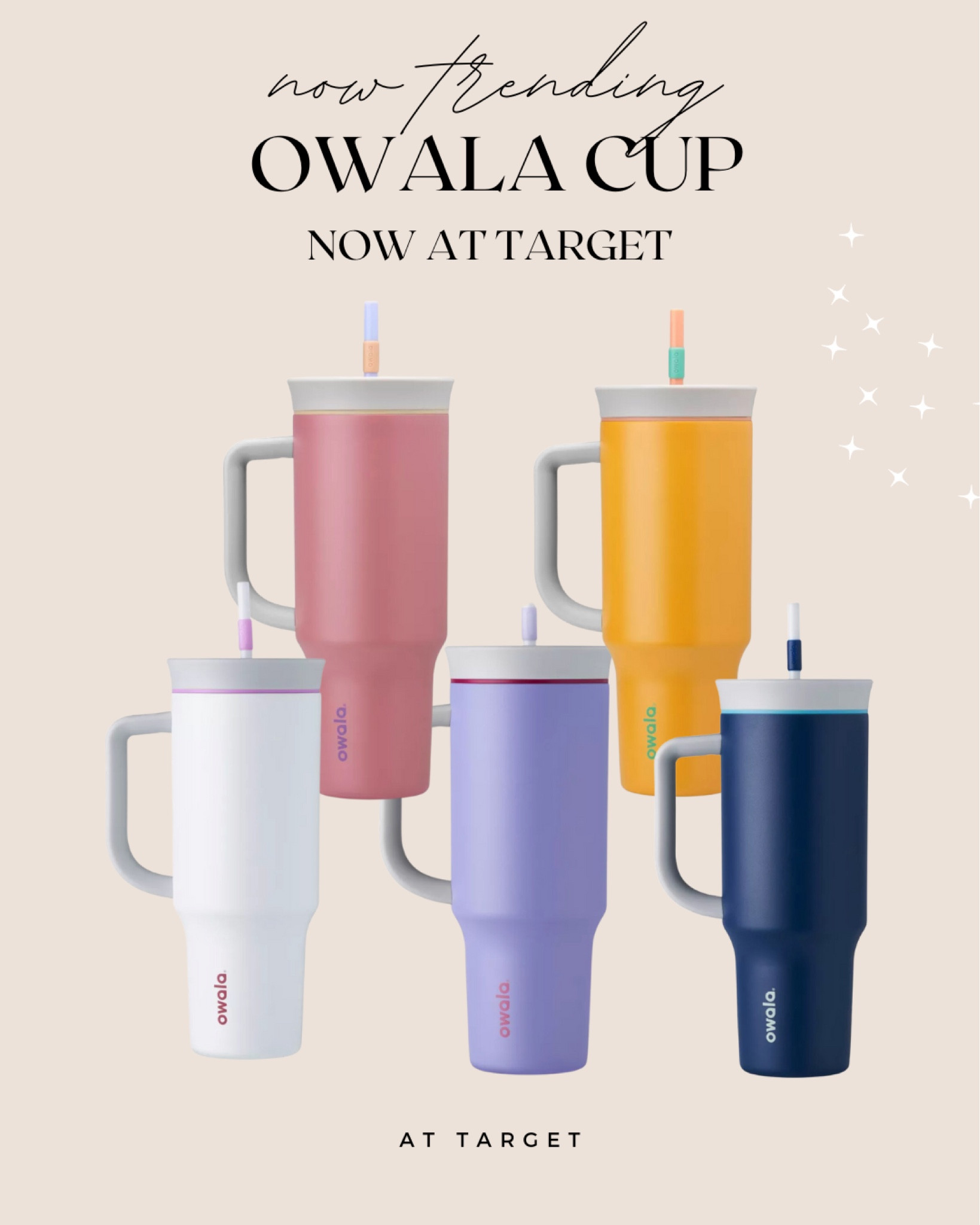 The Owala cup from Target! Cute colors & large (40 oz size)! Great alternative to a Stanley cup 😍 

cup | pink | white | purple | large | extra large 

#LTKunder50