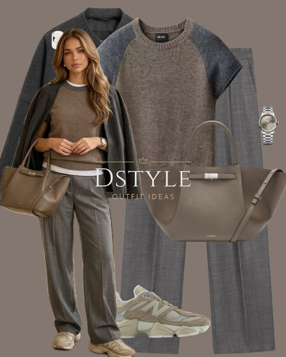 Monochromatic grey tailored for cool, modern street style. Pairing wide-leg pleated trousers with a knit top, layered outerwear, and chunky neutral sneakers.
Casual Office Outfit

#LTKootd #LTKWorkwear