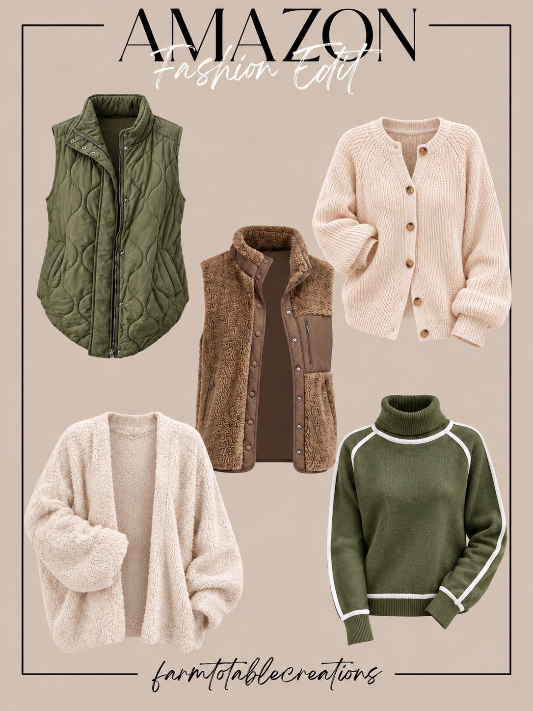 Early Amazon Prime Day Fall Fashion Deals 🍂🛍️

These early Prime Day fashion deals are perfect for building a cozy fall wardrobe before the main sale kicks off. I love the mix of quilted vests, teddy textures, soft cardigans, and classic knits—easy layering pieces that make getting dressed for cooler weather so simple.

The cream, olive, and brown tones are so versatile for fall and pair effortlessly with jeans, leggings, boots, and everyday basics. These are the kind of pieces you’ll reach for all season long.

Follow @farmtotablecreations on Instagram for more cozy home finds and trending decor.

#LTKStyle #LTKFashion #LTKSaleAlert #PrimeDay #EarlyPrimeDayDeals #AmazonFashion #AmazonFinds #AmazonDeals #FallFashion #CozyStyle #LayeringPieces #FallWardrobe #CardiganSeason #VestSeason #AmazonMustHaves

#LTKOver40 #LTKSaleAlert