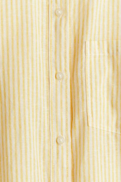 Linen-blend Shirt - Yellow/striped - Ladies | H&M US | H&M (US + CA)