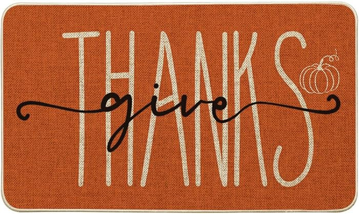 Artoid Mode Give Thanks Pumpkin Thanksgiving Welcome Decorative Doormat, Seasonal Fall Low-Profil... | Amazon (US)