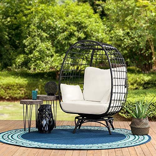 Sunjoy Kingston Swivel Egg Cuddle Chair, Black | Amazon (US)