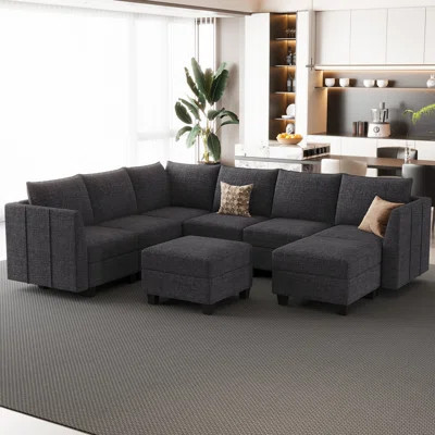 Aurora 8 Ottomans With 7 Backrest Livingroom Sofa Storage Couch Convertible Modular Sofa Sectional Couch With Detachable Washable Cushion | Wayfair North America