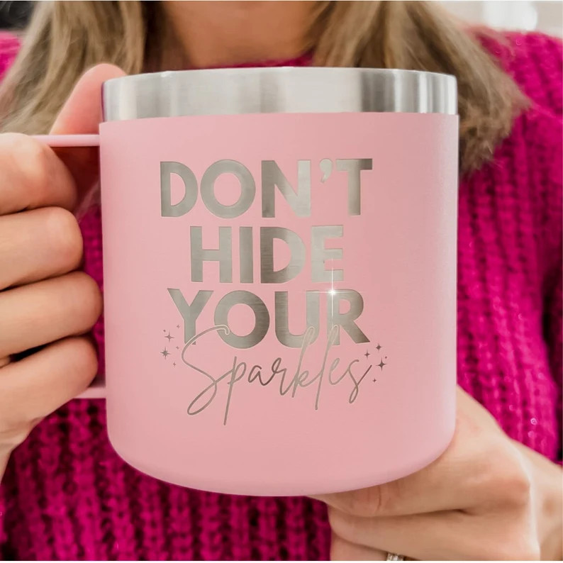 Personalized Coffee Mug, KISS-Keep It Simple Sparkles, Insulated Coffee Cup with Lid, Personalize... | Etsy (US)