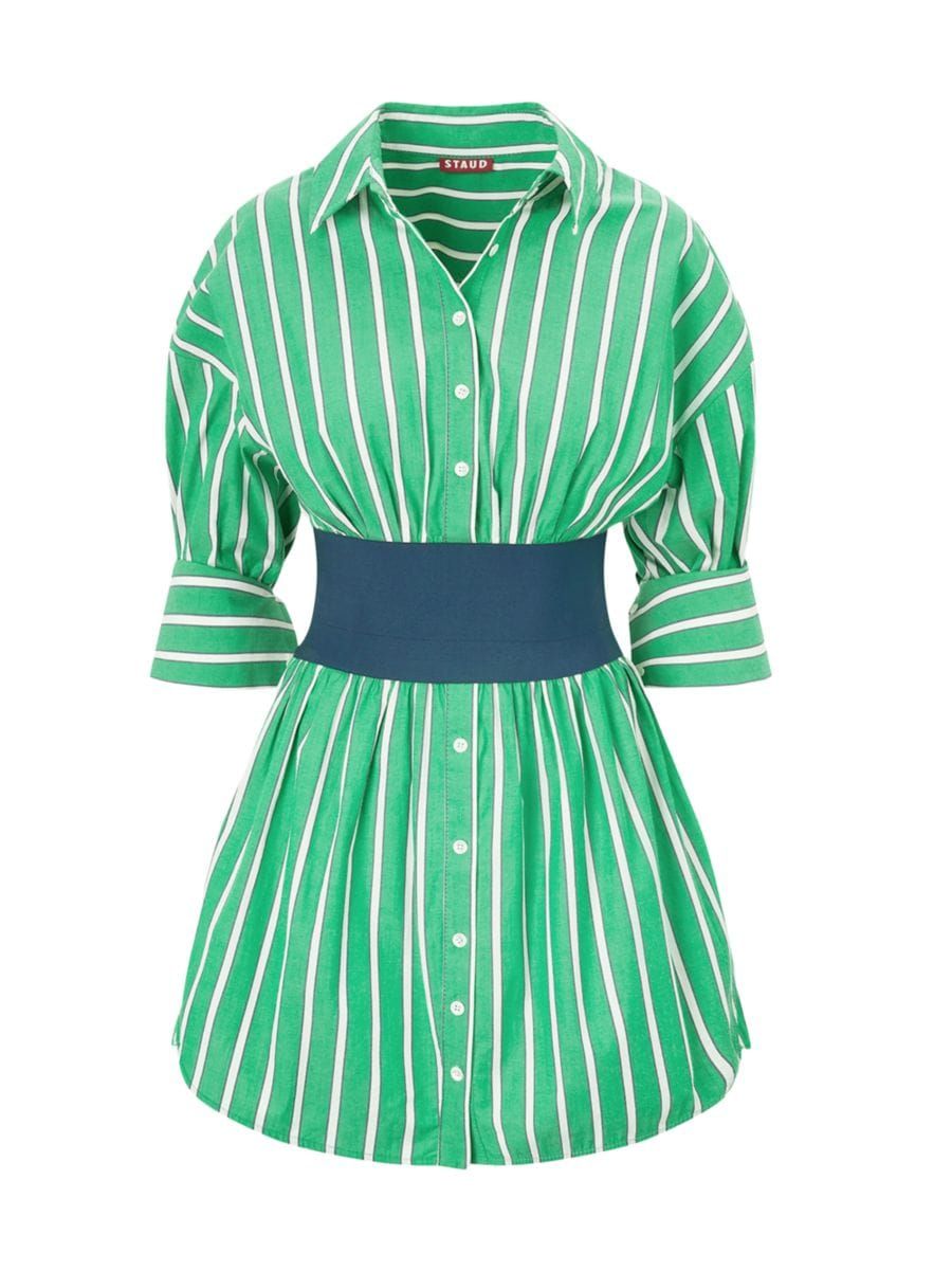 Shop Staud Michelle Striped Stretch-Cotton Shirtdress | Saks Fifth Avenue | Saks Fifth Avenue
