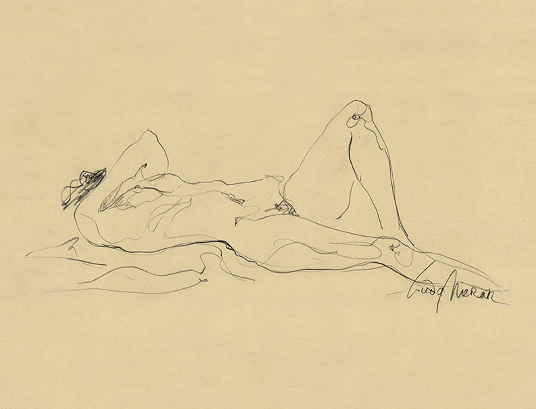 Figure Drawing Female Nude Gesture Sketch by Lucy Morar / Fine Art Print 10"x8" Charcoal / Beige ... | Etsy (US)