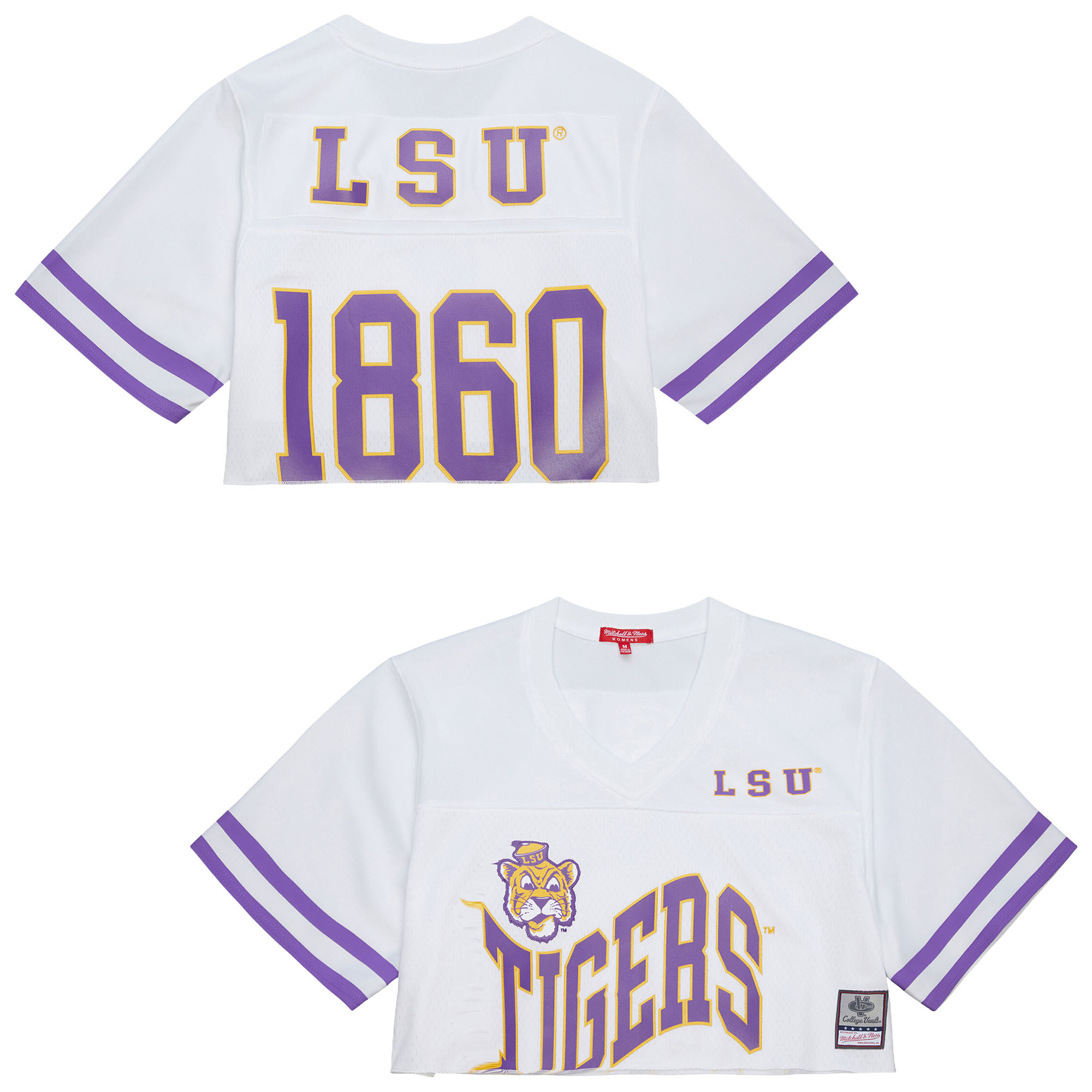 Women's Mitchell & Ness White LSU Tigers Cropped Fashion Jersey | Fanatics
