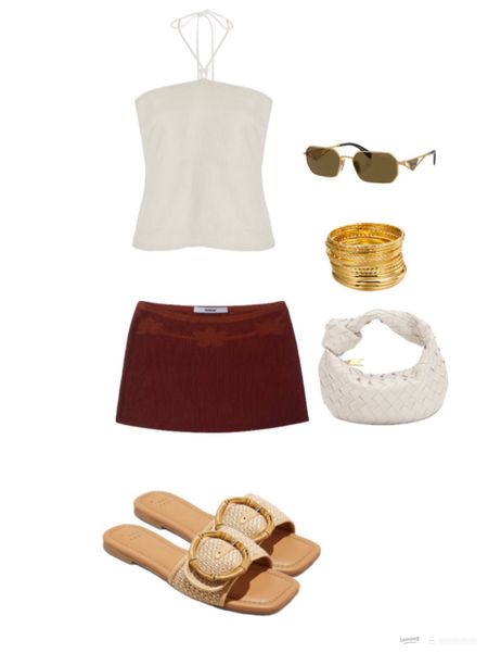 Cute European summer inspired outfit 🥂
-concert outfit , woman’s fashion , chic, vintage sunglasses, halter top , Sandels , chunky jewelry , gold bracelet outfit , mini skirt outfit 

#LTKFindsUnder100 #LTKSummerSales #LTKStyleTip