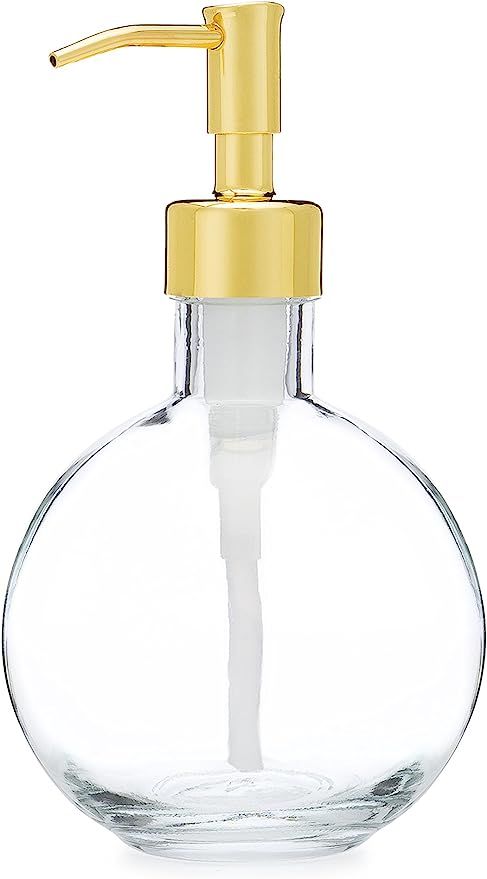 Rail19 Moon Round Recycled Glass Soap Dispenser with Metal Pump, 8.5oz (Gold) | Amazon (US)