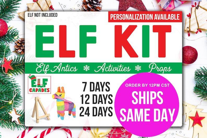 ELF KIT 2023 24 12 or 7 Days of Christmas Elfcapades Elf - Etsy | Etsy (US)