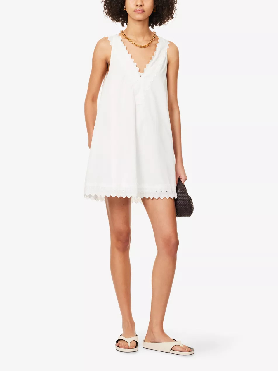 Annabel V-Neck Cotton-Blend Mini Dress | Selfridges