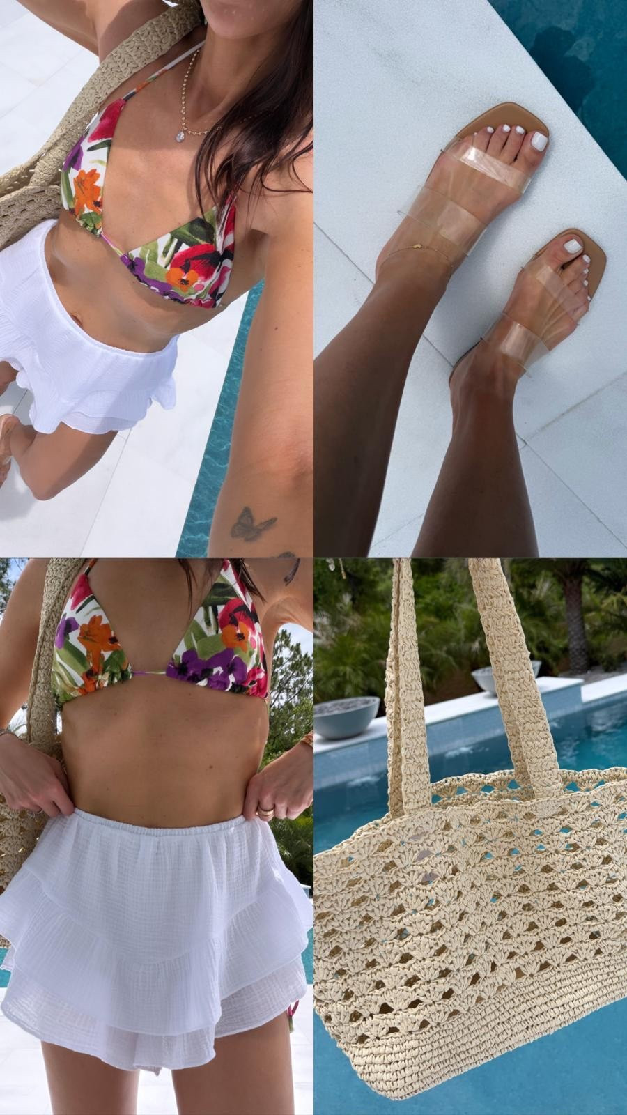 Floral bikini set from Target, ehite skirt cover up, resort outfit, beach bag.
@target #targetpartner #target

#LTKSwim #LTKOver40