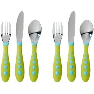 Gerber Stainless Steel Tip Kiddy Cutlery Set, 2 Sets - Green | Amazon (US)
