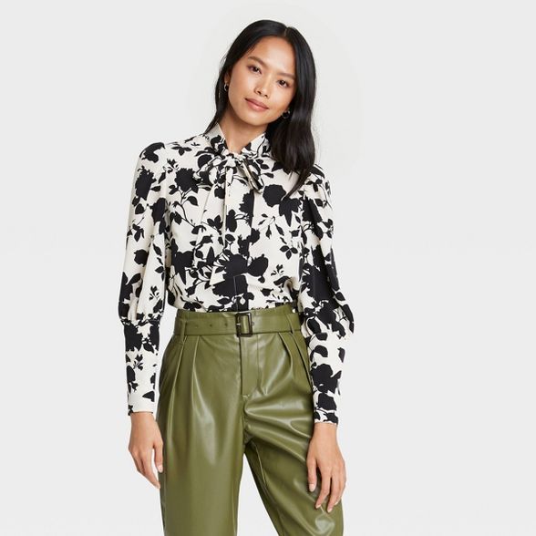 Women's Floral Print Puff Long Sleeve Blouse - Who What Wear™ | Target