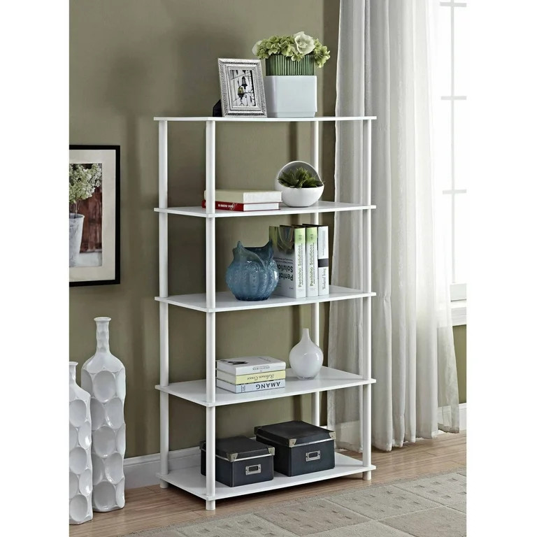 Mainstays No Tools 5-Shelf Storage Bookcase, White | Walmart (US)