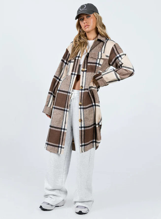 Canon Coat Beige Check | Princess Polly US