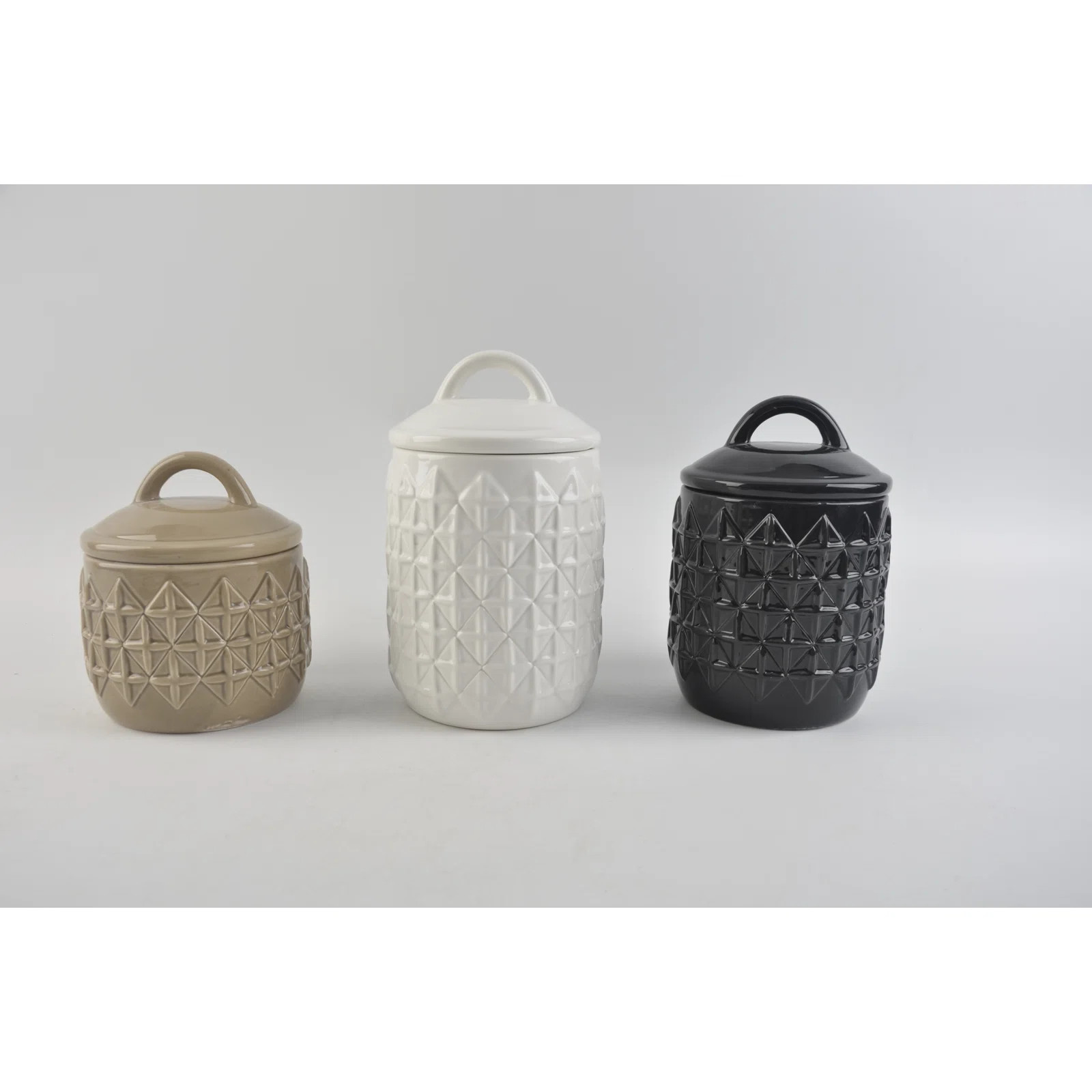 Bungalow Rose Ceramic Diamond Pattern 3 Piece Kitchen Canister Set & Reviews | Wayfair | Wayfair North America