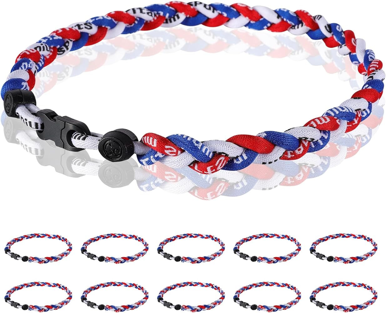 12 Pack Baseball Necklace 18inch, Team Gift for Baseball Funs, Three Braided Titanium Tornado Rop... | Amazon (US)