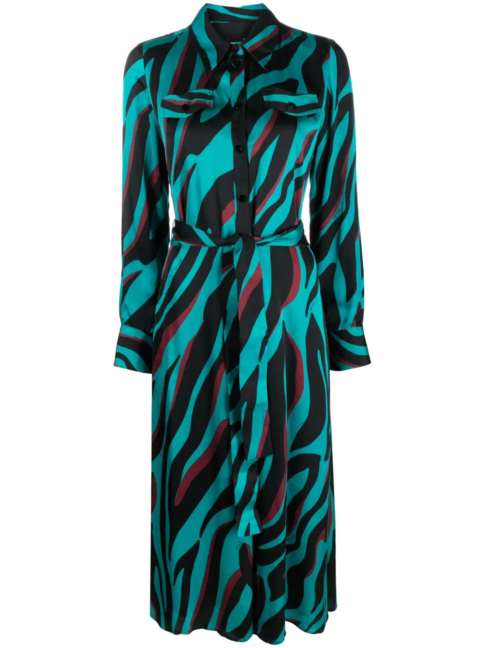 wave-print belted shirt midi dress | Farfetch Global