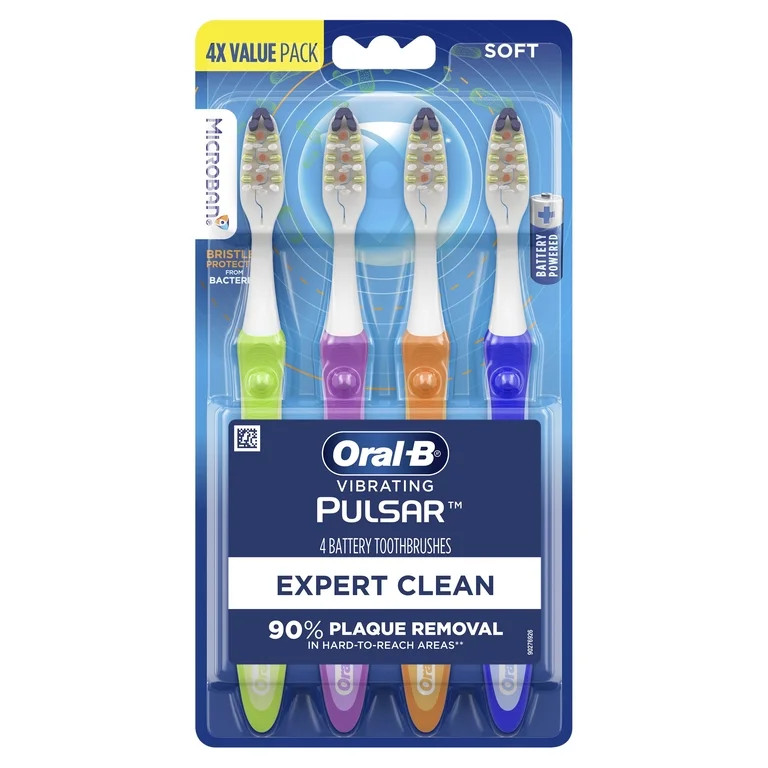 Oral-B Toothbrush, Vibrating Pulsar Expert Clean Battery Toothbrush Pack, Soft, 4 Count, Adults a... | Walmart (US)