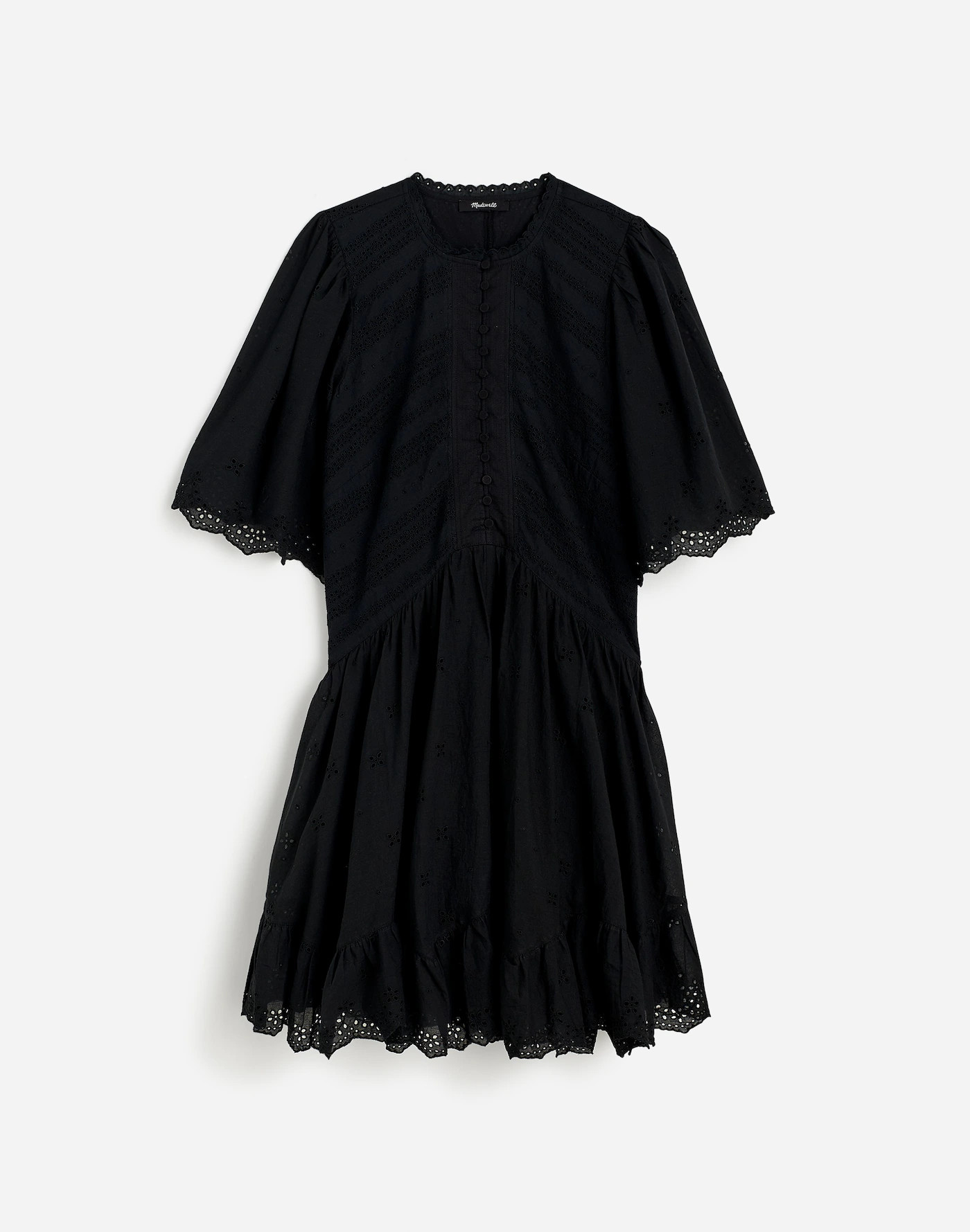 Eyelet Flutter Sleeve Mini Dress in Cotton | Madewell