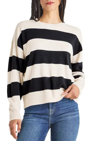 Splendid Livy Stripe Sweater in Oat Black Stripe at Nordstrom Rack, Size Medium | Nordstrom Rack