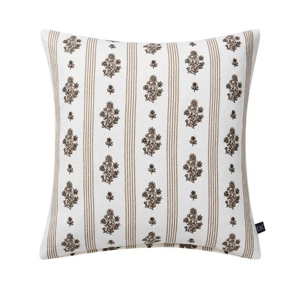 My Texas House 18" x 18" Brown Floral Stripe Decorative Pillow Cover | Walmart (US)