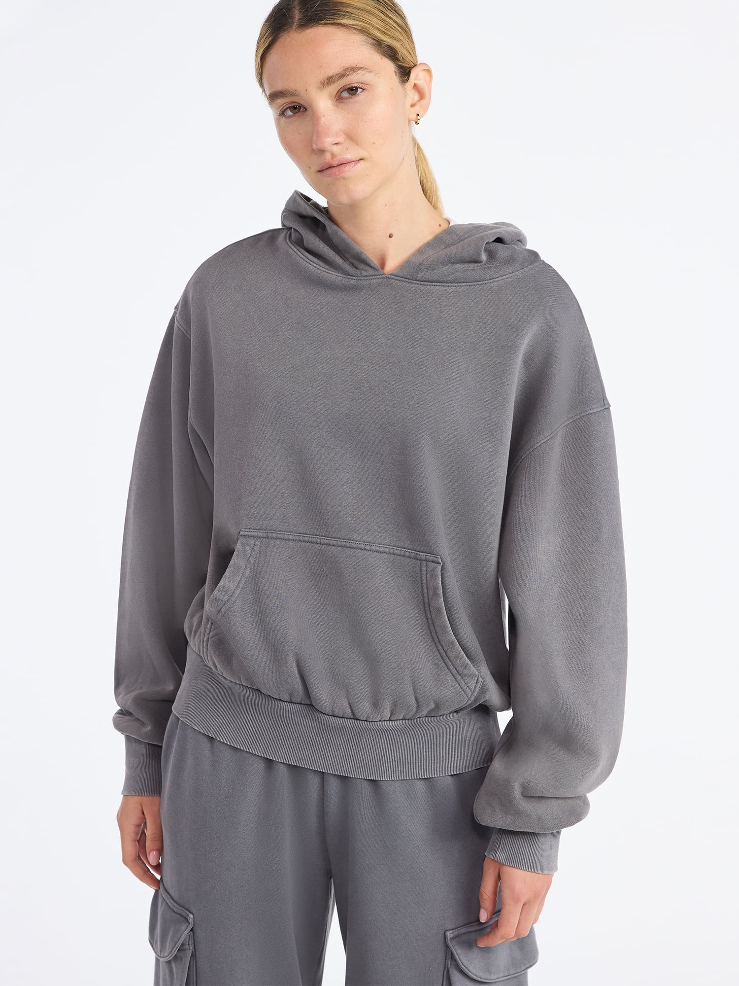 Scoop Women’s Mineral Washed Oversized Cropped Hoodie, Sizes XS-XXL | Walmart (US)