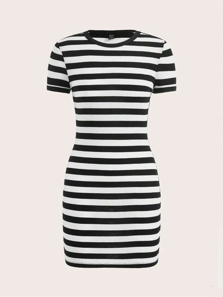 SHEIN EZwear Striped Print Bodycon Dress | SHEIN