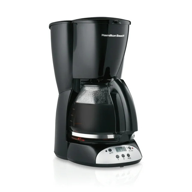 Hamilton Beach 12 Cup Programmable Coffee Maker, Glass Carafe, Black and Silver, 49465R | Walmart (US)