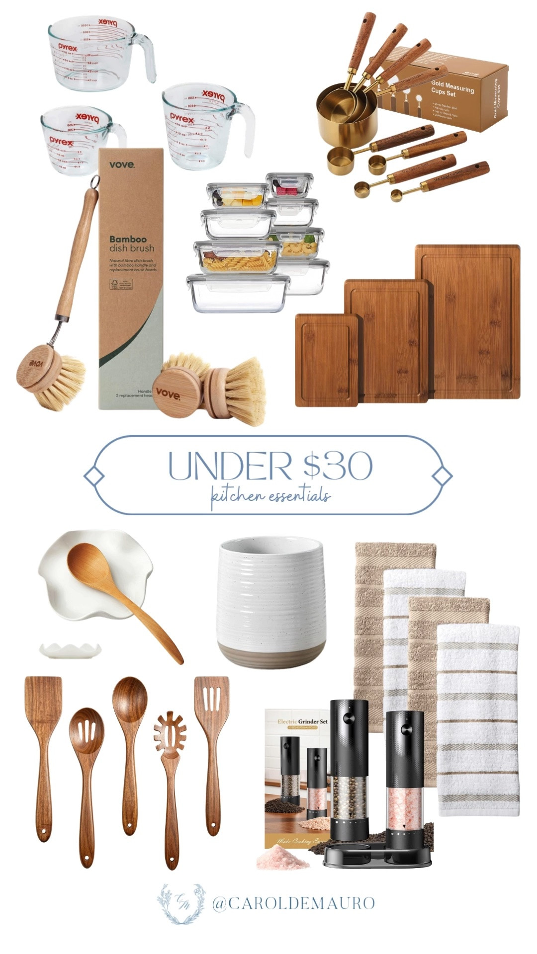 So many kitchen essentials that won't break the bank! Bamboo cutting boards, glass storage, and the prettiest gold measuring cups all under $30.

budget kitchen essentials, affordable kitchen finds, glass food storage, kitchen organization, kitchen must haves, under $30 finds

#LTKfoodie #LTKHome