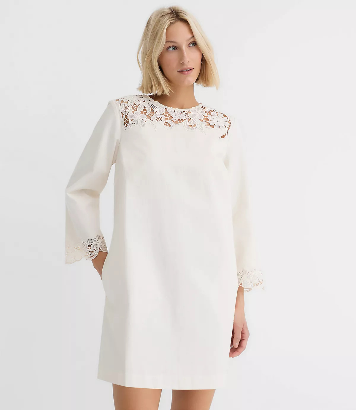 Floral Lace Trim Mini Pocket Dress | LOFT