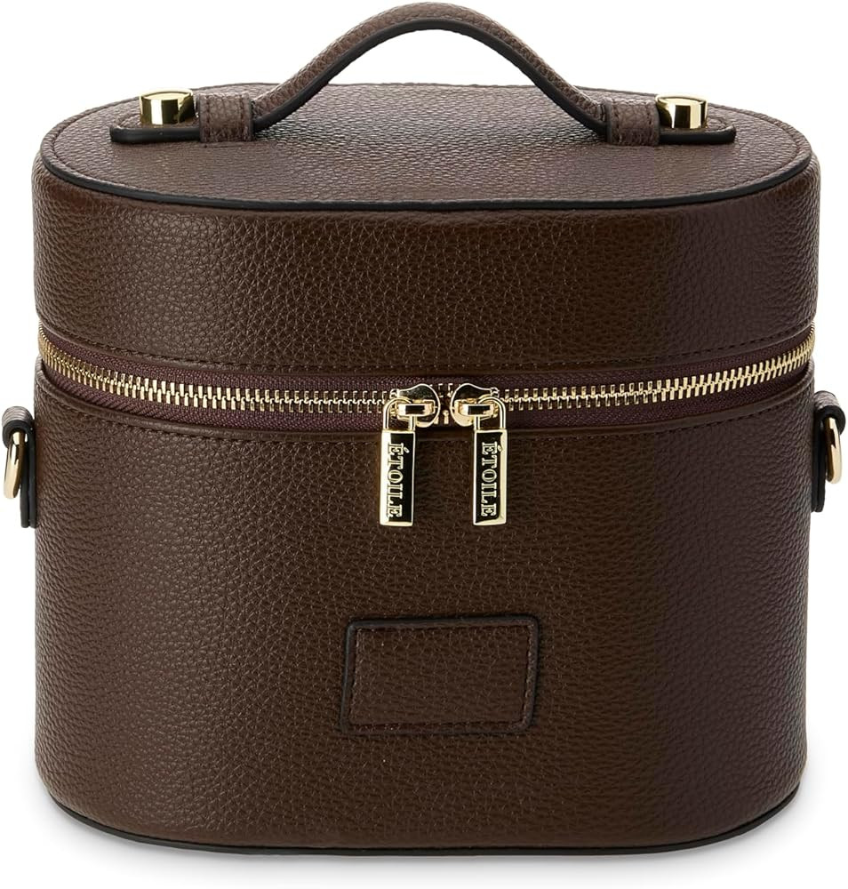 ETOILE - Oval Toiletry Case Espresso - Travel Makeup Bag Organizer with Shoulder Strap and Remova... | Amazon (US)